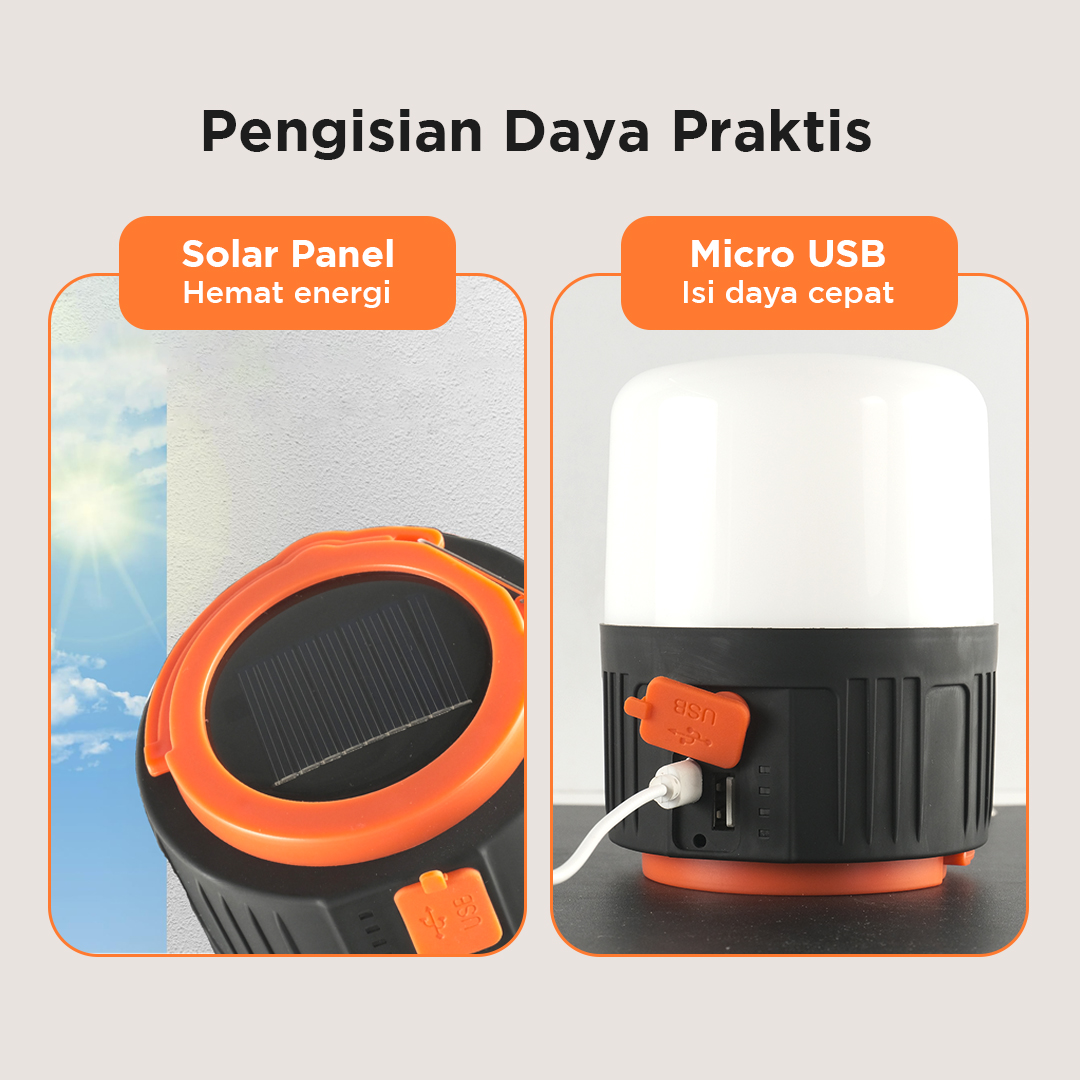 Gambar produk RDE Lampu LED Camping Tenda Solar Waterproof Cool White 4.5V 10W - HS-V65