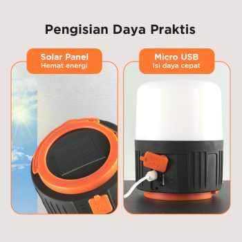 Gambar produk RDE Lampu LED Camping Tenda Solar Waterproof Cool White 4.5V 10W - HS-V65