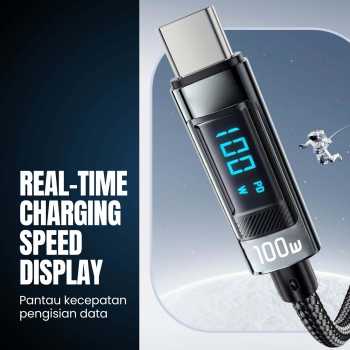 ESSAGER Kabel Data Type C to Type C Multifungsi LED Display 100W 1M - ES-X47