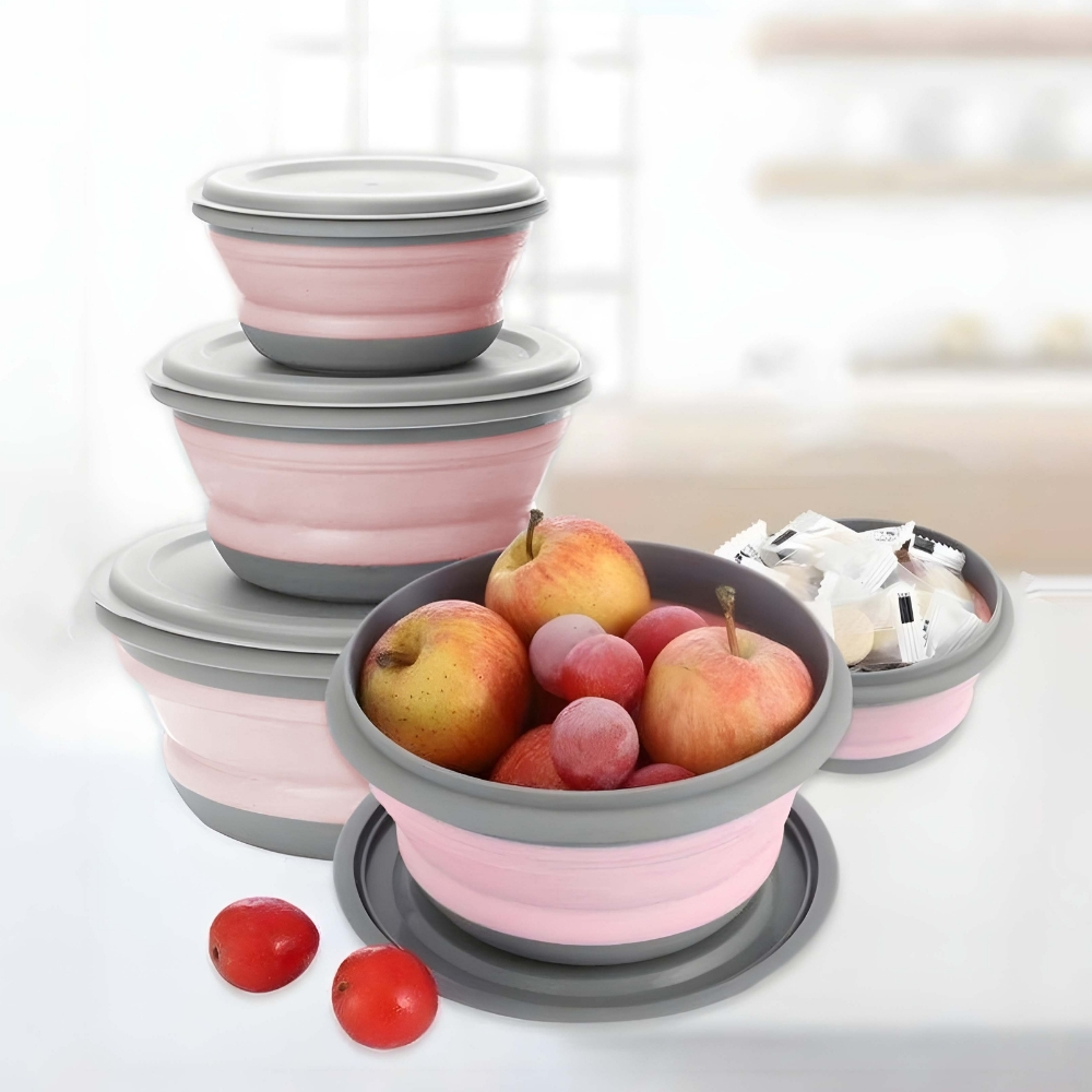 Gambar produk LORV Kotak Makan Lunch Box 3in1 Foldable Silicone 300ml 600ml 1200ml - B1