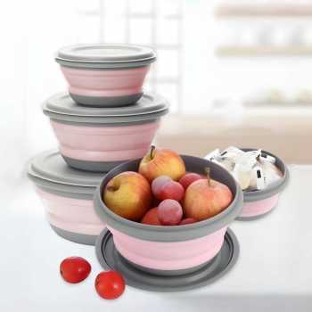 Gambar produk LORV Kotak Makan Lunch Box 3in1 Foldable Silicone 300ml 600ml 1200ml - B1