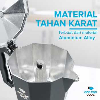 Gambar produk One Two Cups Moka Pot Espresso Coffee Maker Stovetop 6 Cup 300ml - MX001
