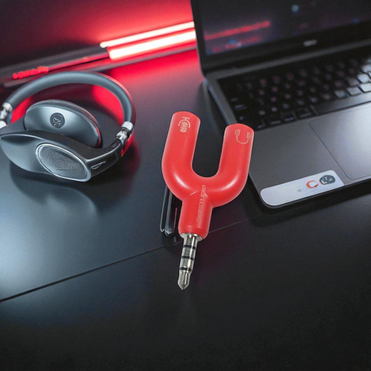 Gambar produk TaffSTUDIO Splitter Audio U Shape 3.5mm ke Headphone dan Mic - K0650