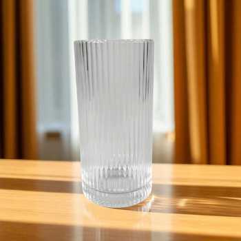 Gambar produk One Two Cups Gelas Kaca Aesthetic Kopi Teh Simple Striped Glass 360ml - GR-35