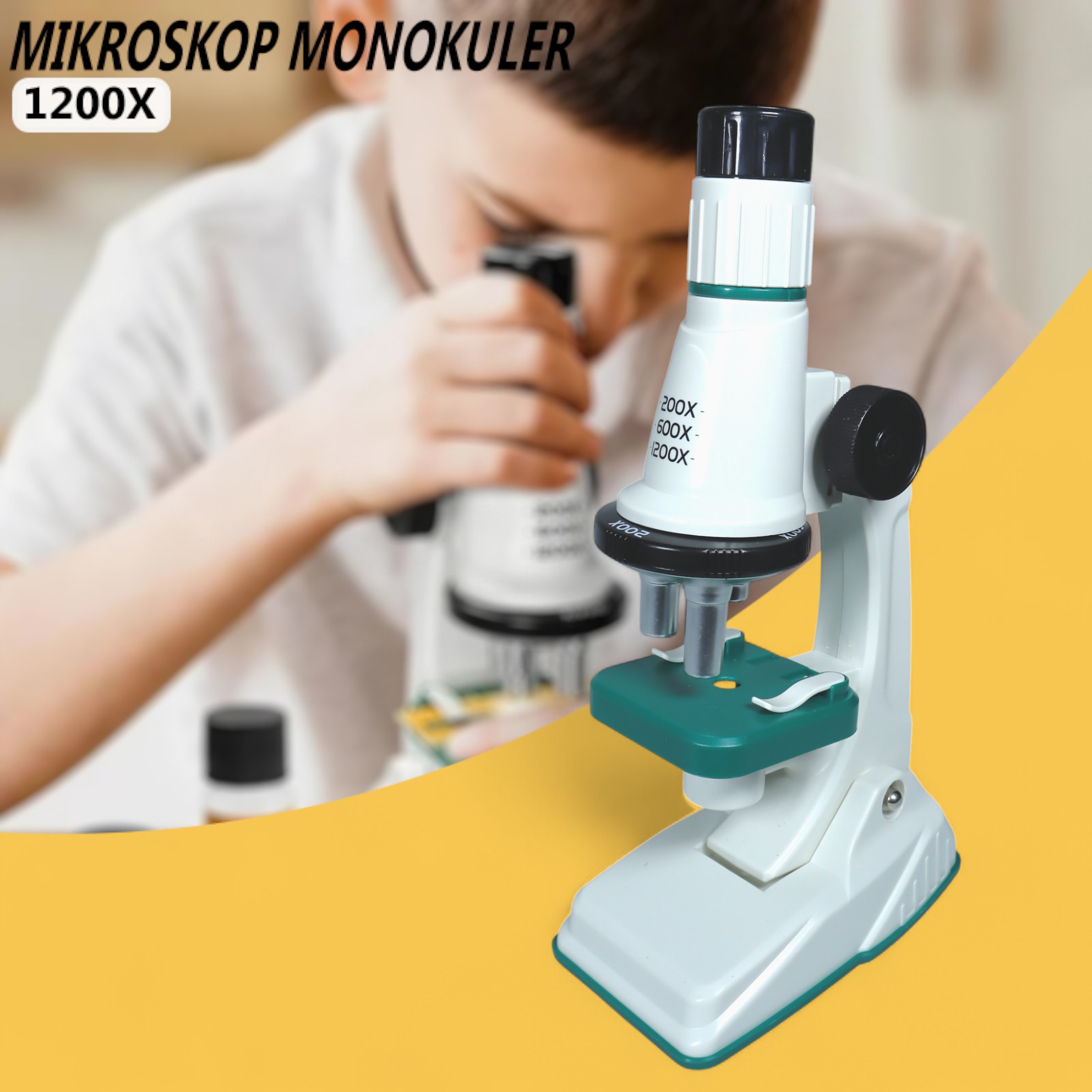 Gambar produk MICROKID Mikroskop Monokuler Edukasi Anak Pengamatan Science 1200x - SD661