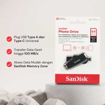 Gambar produk SanDisk Dual-Interface Phone Drive Android USB Type C 3.2 Gen 1 64GB - SDDDC6