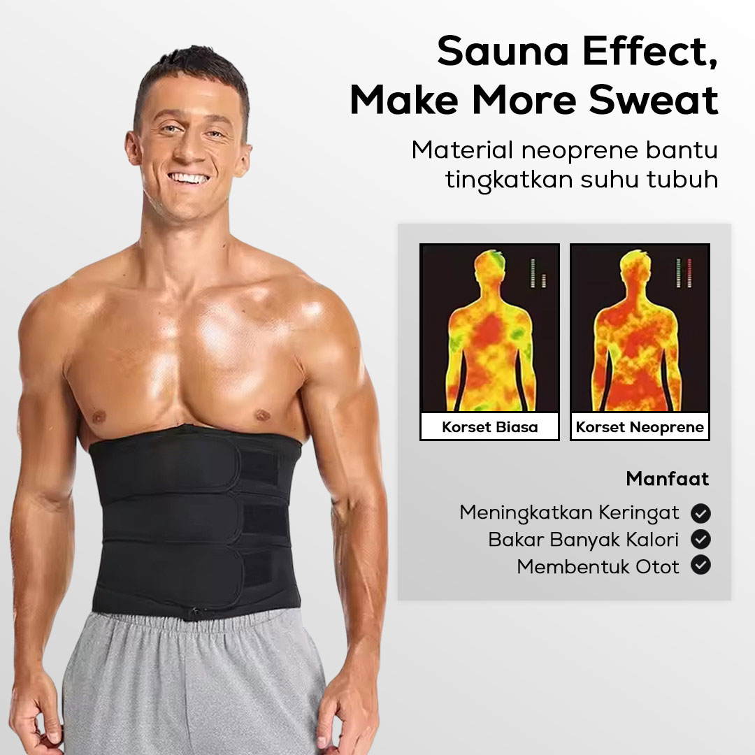 Gambar produk Noocuxuekon Korset Pembentuk Badan Pria Abdominal Waist Belt 3 Strip L - JL16