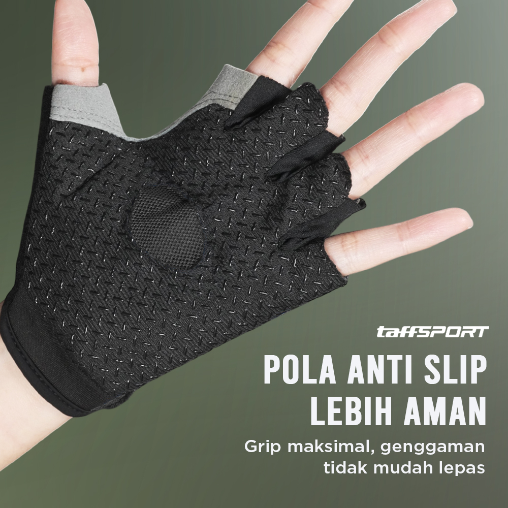 Gambar produk TaffSPORT Sarung Tangan Half Finger Sepeda Gym L - TSTS