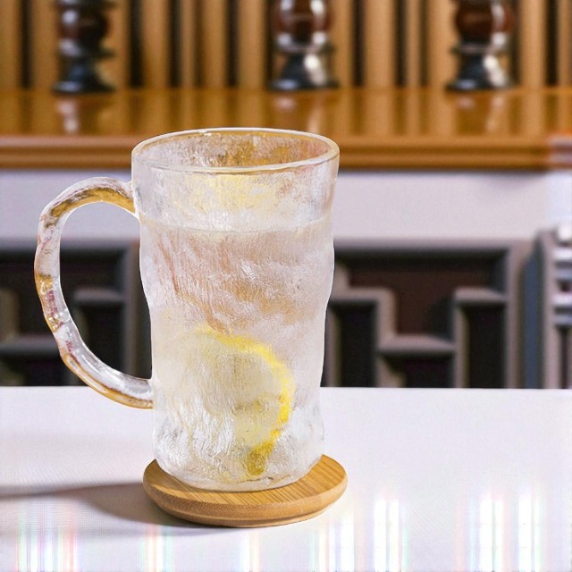 Gambar produk Qianli Gelas Kaca Tea Soda Glass Ice Glacier Hammer Pattern 330ml - ZB129