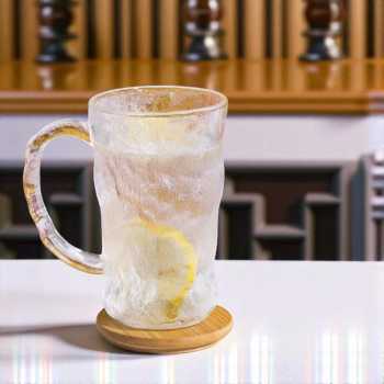 Gambar produk Qianli Gelas Kaca Tea Soda Glass Ice Glacier Hammer Pattern 330ml - ZB129