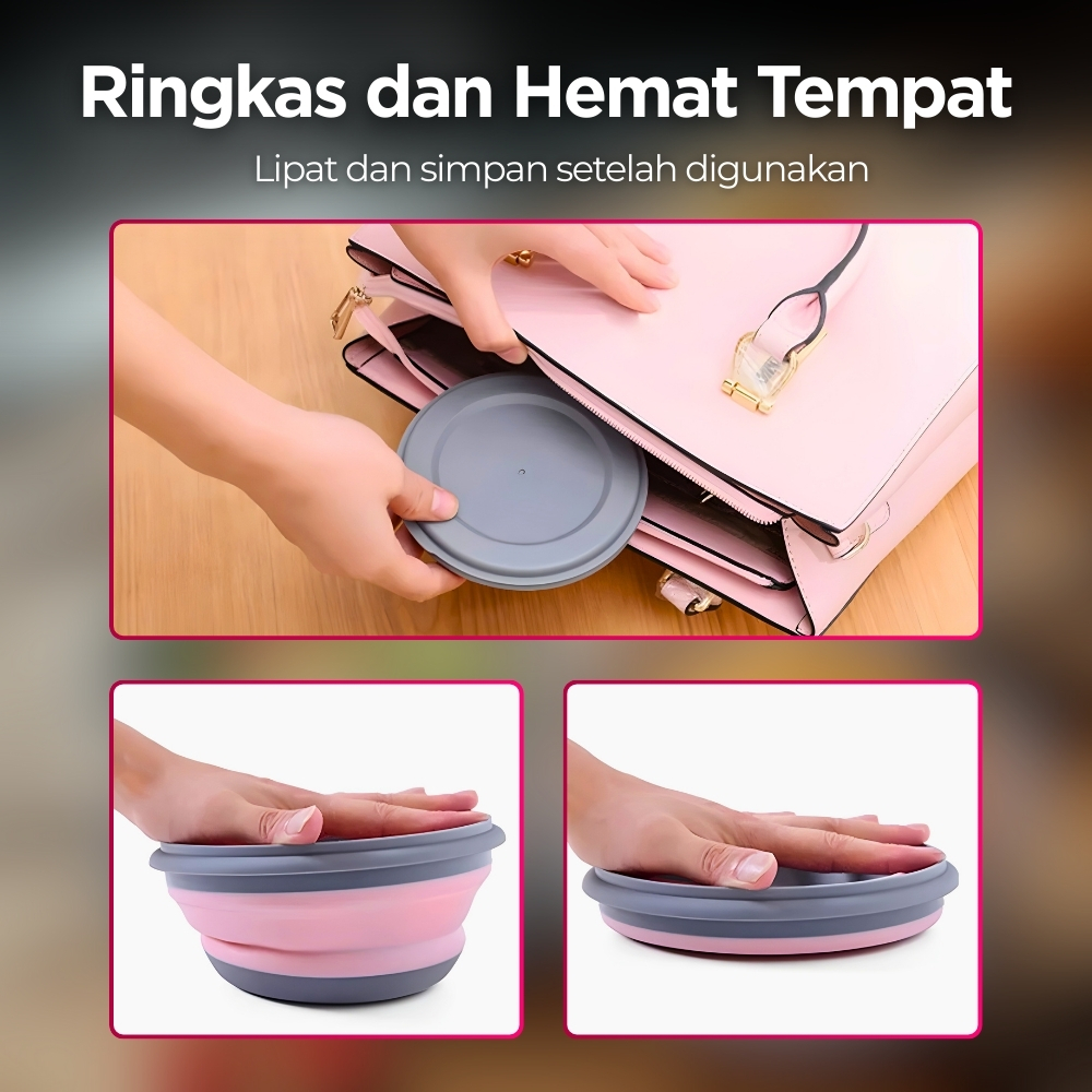 Gambar produk LORV Kotak Makan Lunch Box 3in1 Foldable Silicone 300ml 600ml 1200ml - B1