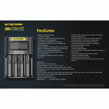 Gambar produk NITECORE Charger Baterai 4 Slot AA AAA C D Li-Ion Ni-MH LCD Display - UM4