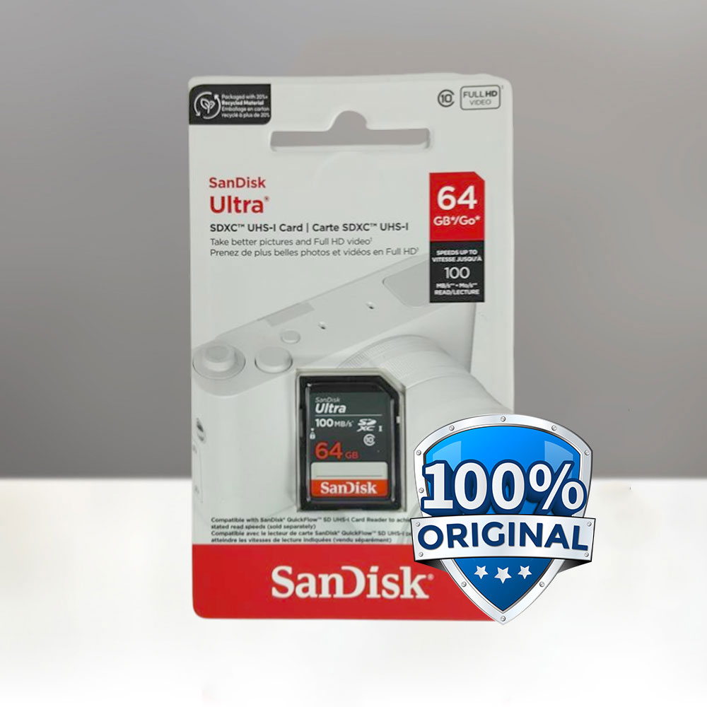 Gambar produk SanDisk Ultra SDHC/XC UHS-I Card Class 10 100MB/s 64GB - SDSDUNR-GN3IN
