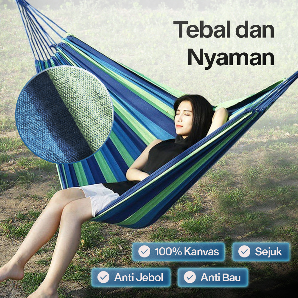 Gambar produk HOUSEEN Hammock Tempat Tidur Gantung Canvas Anti Rollover - JS427
