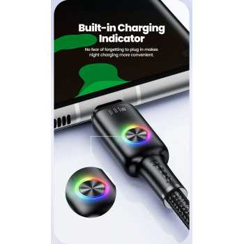 Gambar produk Toocki Kabel Data USB Type-C Multifungsi Fast Charging RGB 20V 6A 100W 1.8M - TQ-X45