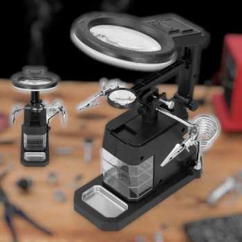 Gambar produk Pegangan Solder dengan Kaca Pembesar LED Welding Magnifier 2.5X/4X/16X - TE-803