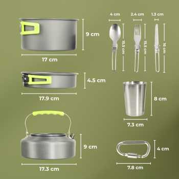Gambar produk Yofeil Set Alat Masak Outdoor Camping Nesting Cooking Set Aluminium - DS-308