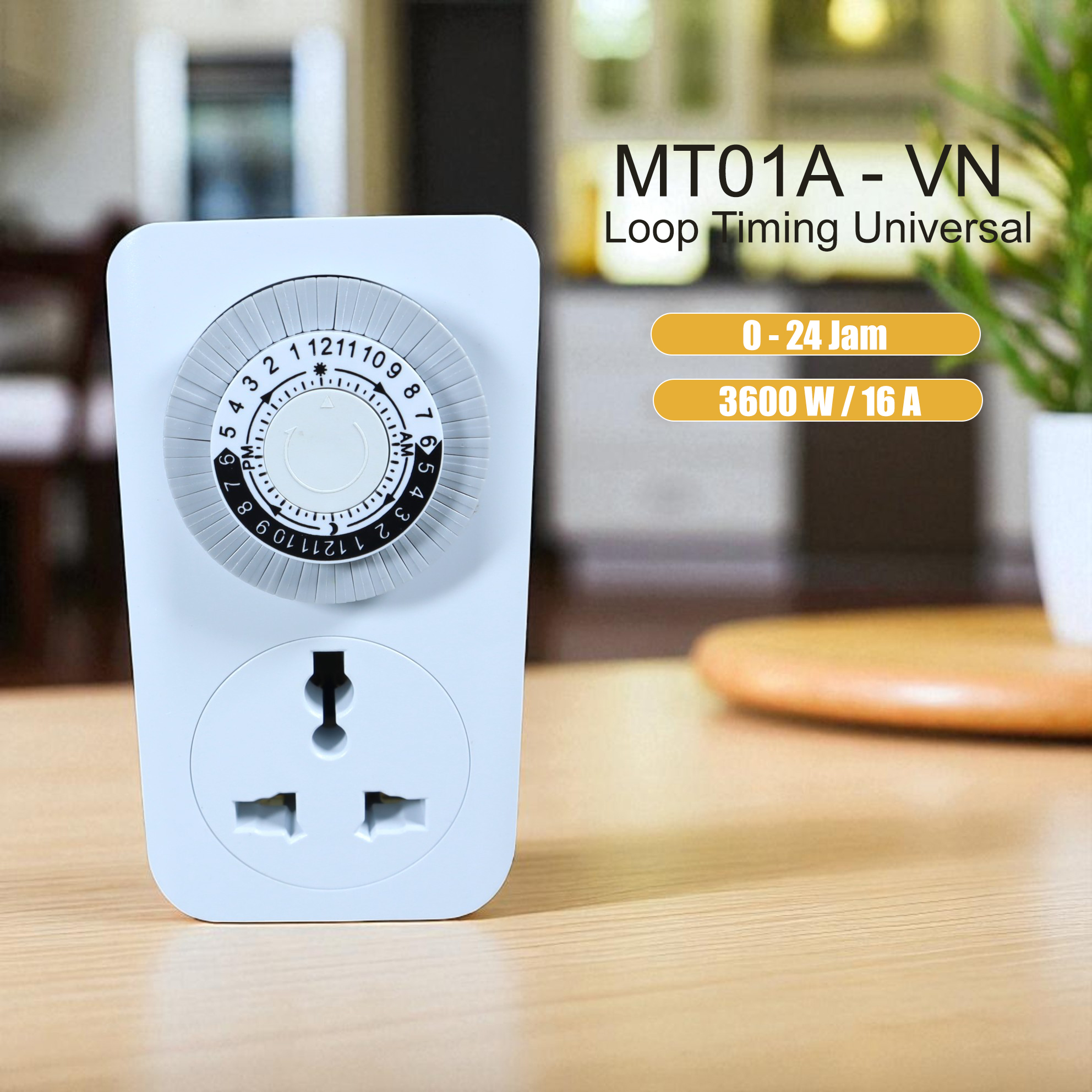 Gambar produk Fascia Mechanical Timer Switch Analog 24 Jam 16A 220V 3600W - MT01A-VN
