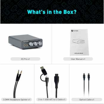 Gambar produk Fosi Audio Amplifier Mini HiFi Stereo Gaming DAC USB OPT AUX 3.5mm - K5 PRO