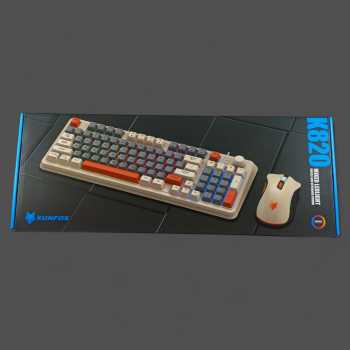 Gambar produk XUNFOX Gaming Keyboard RGB LED USB Wired 94 Keys Top Knob with Mouse - K820