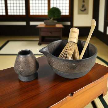One Two Cups Chasen Bamboo Whisk Matcha Teh Set 4in1 Chawan Chashaku - N41