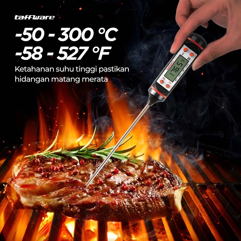 Gambar produk Taffware Termometer Pengukur Suhu Makanan Digital Daging Kopi Susu - TP101