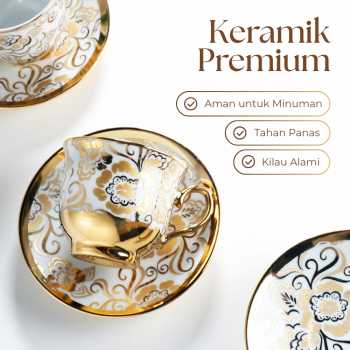 Gambar produk SF Set Cangkir Kopi Keramik 6in1 Electroplating Tea Coffee Cup 100ml B - SF141