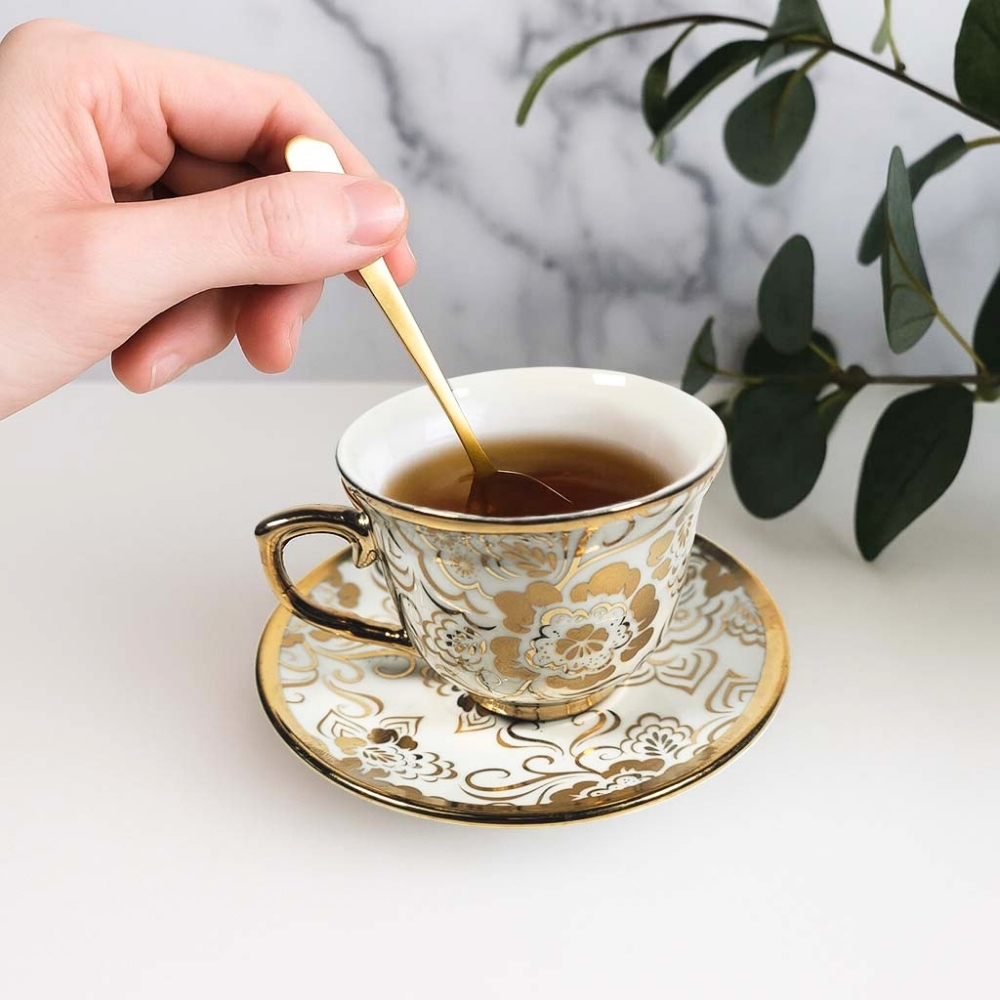 Gambar produk SF Set Cangkir Kopi Keramik 6in1 Electroplating Tea Coffee Cup 100ml B - SF141