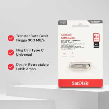 Gambar produk SanDisk Ultra Luxe Flashdisk USB Type C 3.2 Gen 1 64GB - SDCZ75