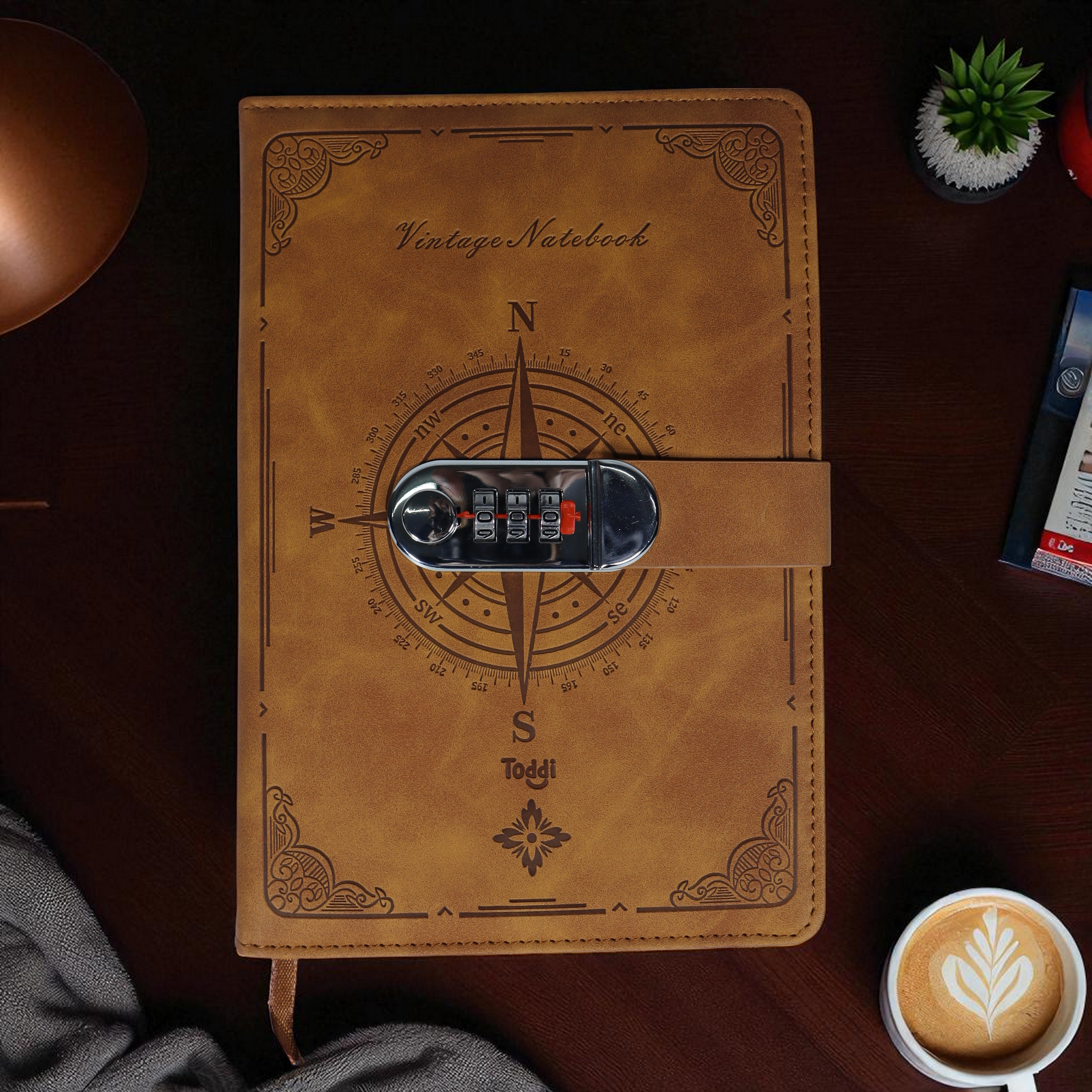 Gambar produk Toddi Buku Jurnal Leather Diary 200 Halaman Grid A5 with Lock - TD22