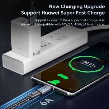 Gambar produk Toocki Kabel Data USB Type C Fast Charging Braided LED Light 66W 6A 25cm - TQ-X02