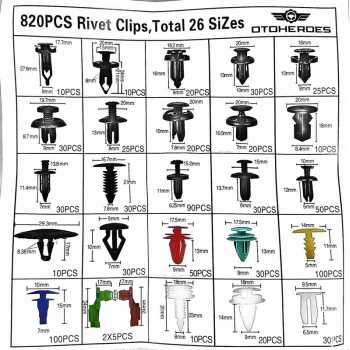 Gambar produk OTOHEROES Baut Rivet Mobil Joint Clip dengan Pengungkit 820 PCS - HS023