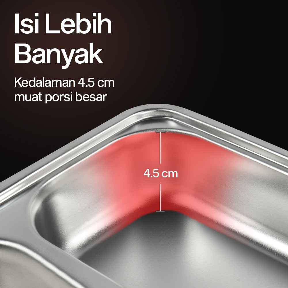 Gambar produk Januel Kotak Makan Fast Food Tray Container Stainless Steel 304 5 Grid - Jn71