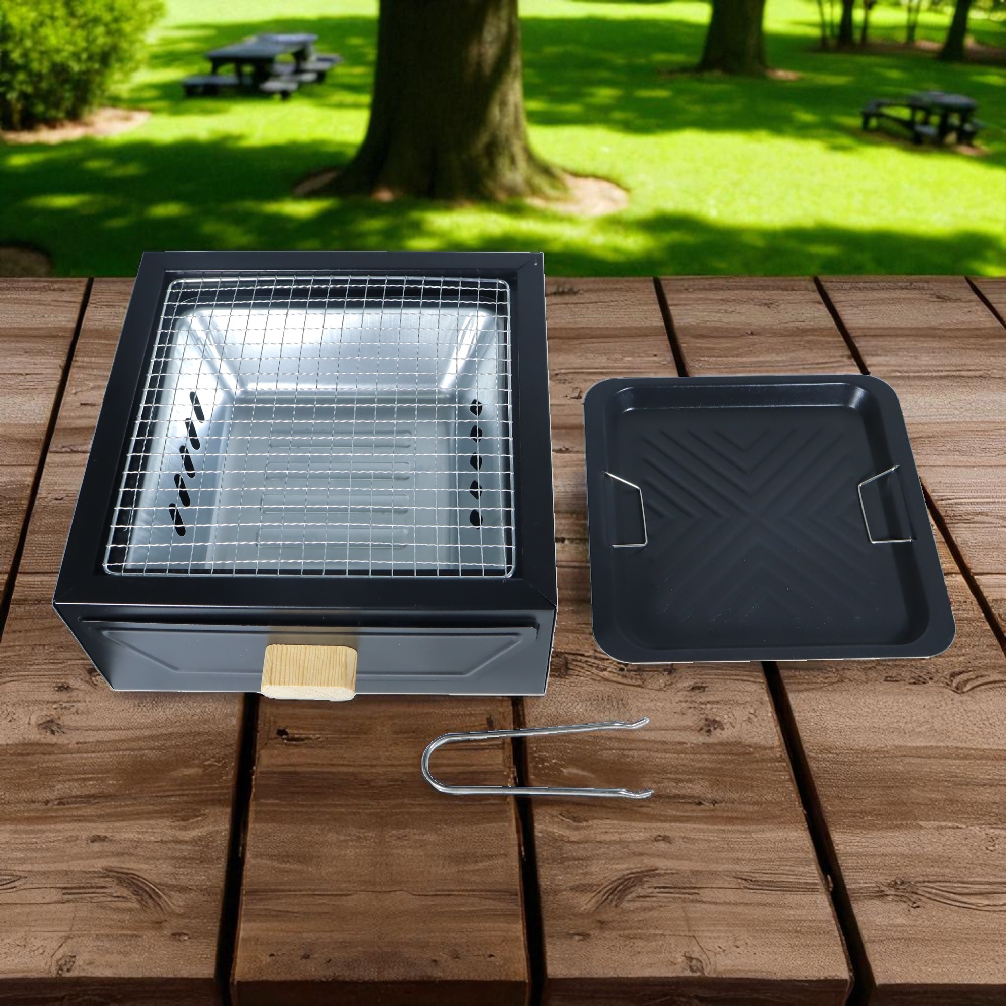 Gambar produk WOODPACK Alat Pemanggang Arang BBQ Outdoor Grill Stove Portable With Frying Pan - sk201
