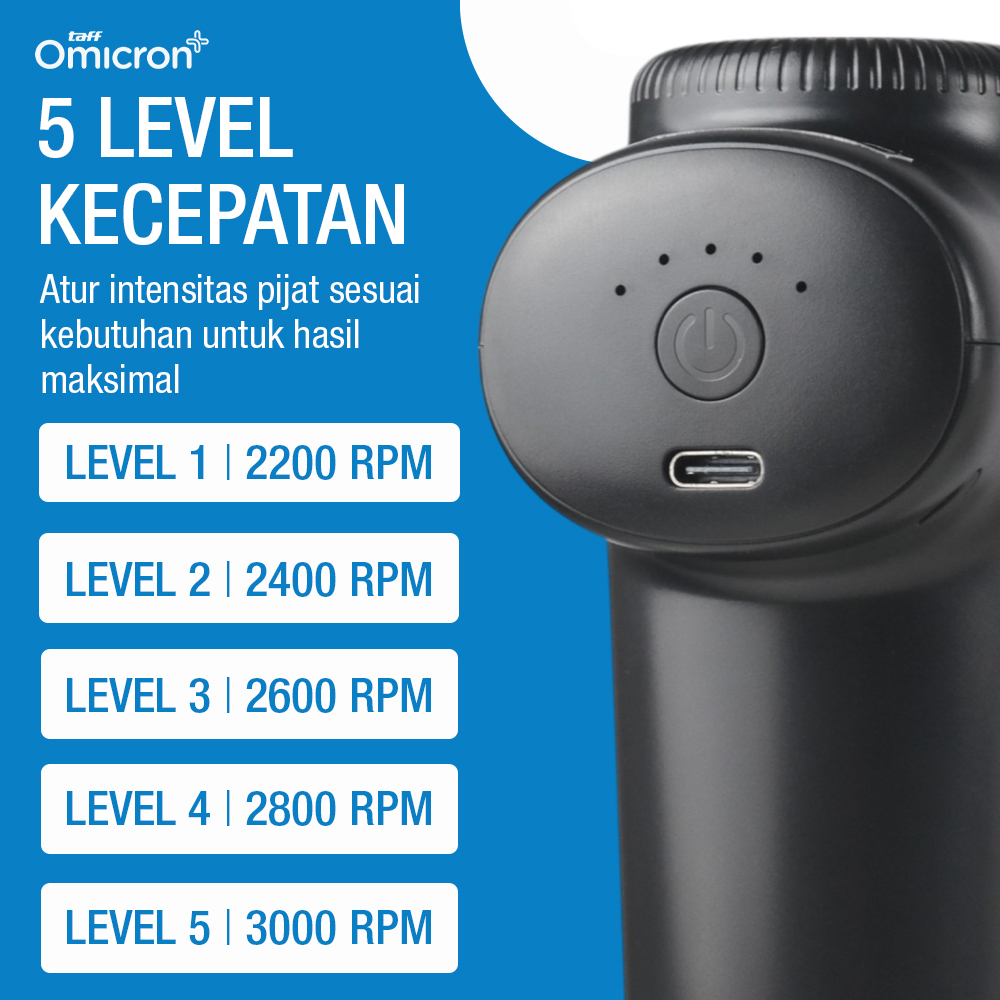 Gambar produk TaffOmicron Alat Pijat Elektrik Pundak Punggung Massage Gun 4 Head - JM05S