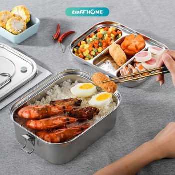 Gambar produk TaffHOME Kotak Makan Lunch Box Stainless Steel 304 2L Triple Compartment - HS233