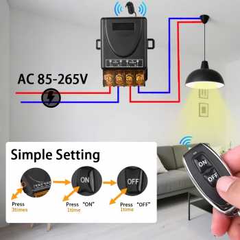 Gambar produk AMMTOO Receiver Remot Kontrol Lampu Gerbang Garasi 433MHz 240V - AM15