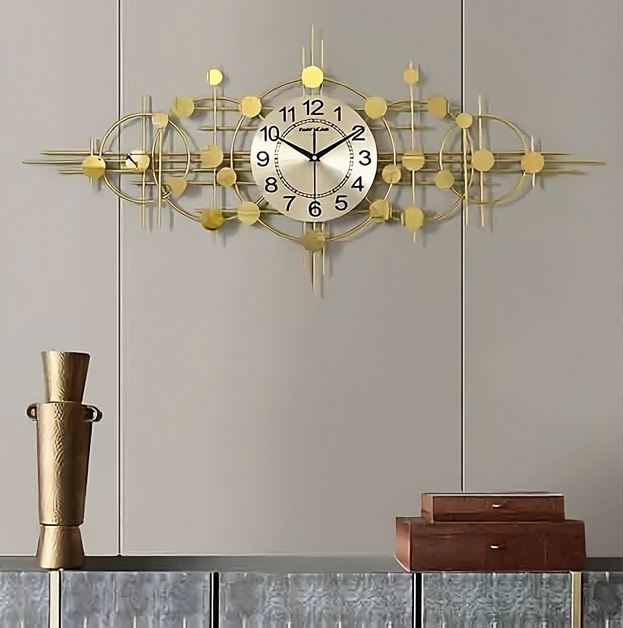 Gambar produk TaffHOME Jam Dinding Elegan European Style Iron Silent Movement 90cm - OG-42