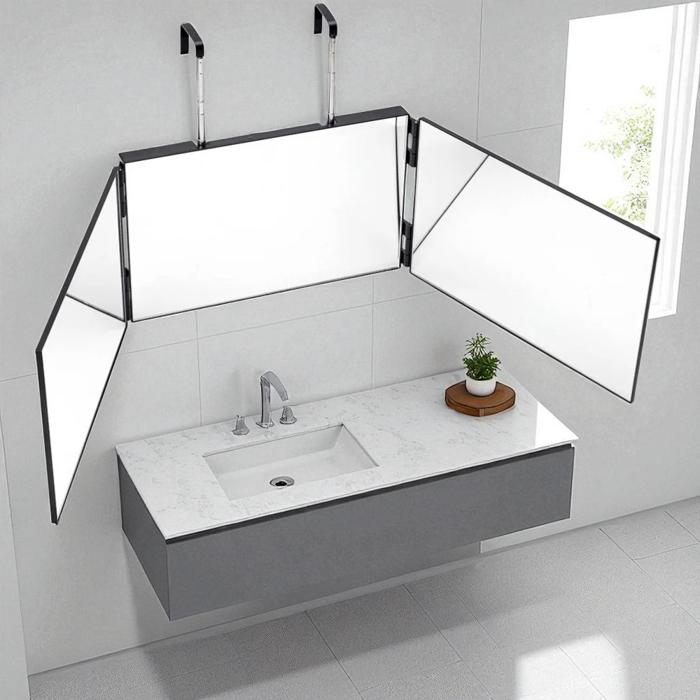 Gambar produk Krisno Cermin Make Up Gantung Hanging Bathroom Mirror 3 Fold - INU135