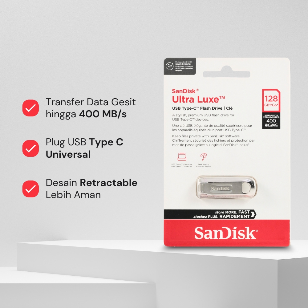 Gambar produk SanDisk Ultra Luxe Flashdisk USB Type C 3.2 Gen 1 128GB - SDCZ75