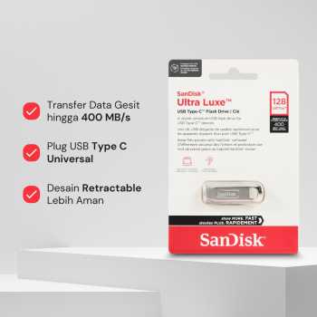 Gambar produk SanDisk Ultra Luxe Flashdisk USB Type C 3.2 Gen 1 128GB - SDCZ75