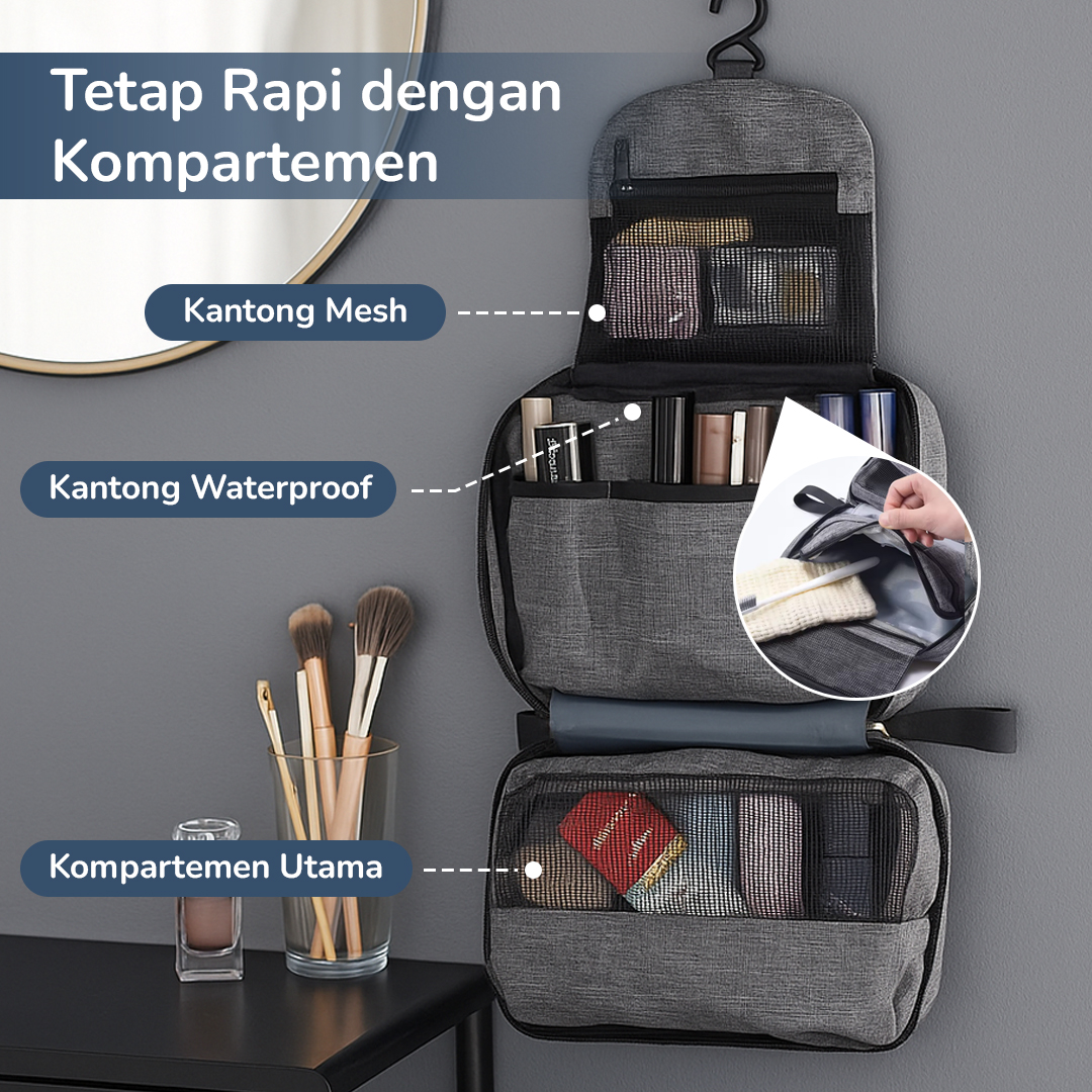 Gambar produk QEHIIE Hanging Travel Bag Folding Organizer Tas Lipat Multi Layer - QE24