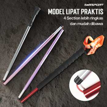 Gambar produk TaffSPORT Tongkat Hiking Lipat Trekking Pole Aluminium Alloy 120 cm - Z1802