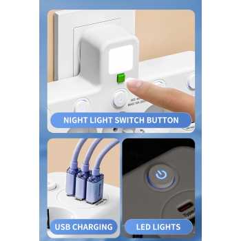 Gambar produk PLUGO Stop Kontak 4 Lubang USB Type C EU Plug 10A 110-250V 2500W - EU-8625UL