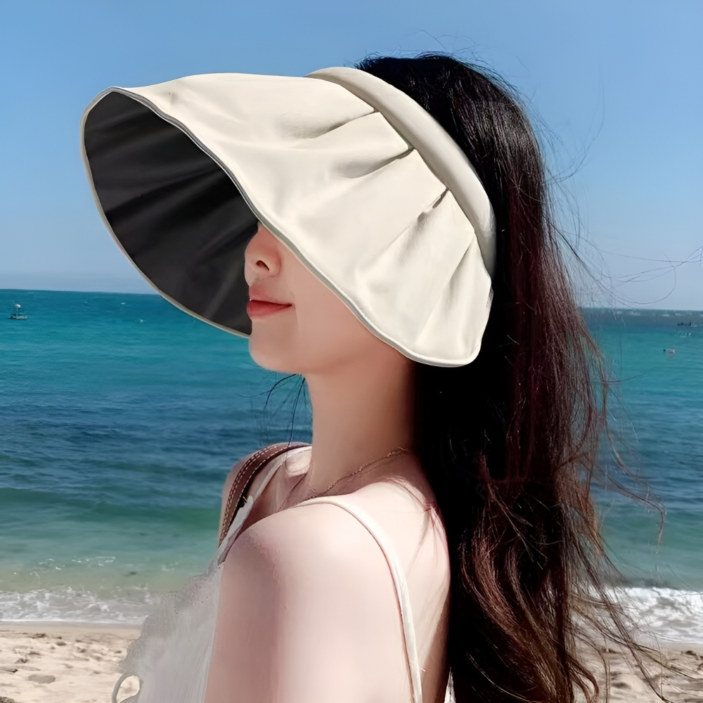 Gambar produk Kaka Topi Pantai Anti UV Wanita Sun Visor Hat Waterproof Polyester - CX3-011