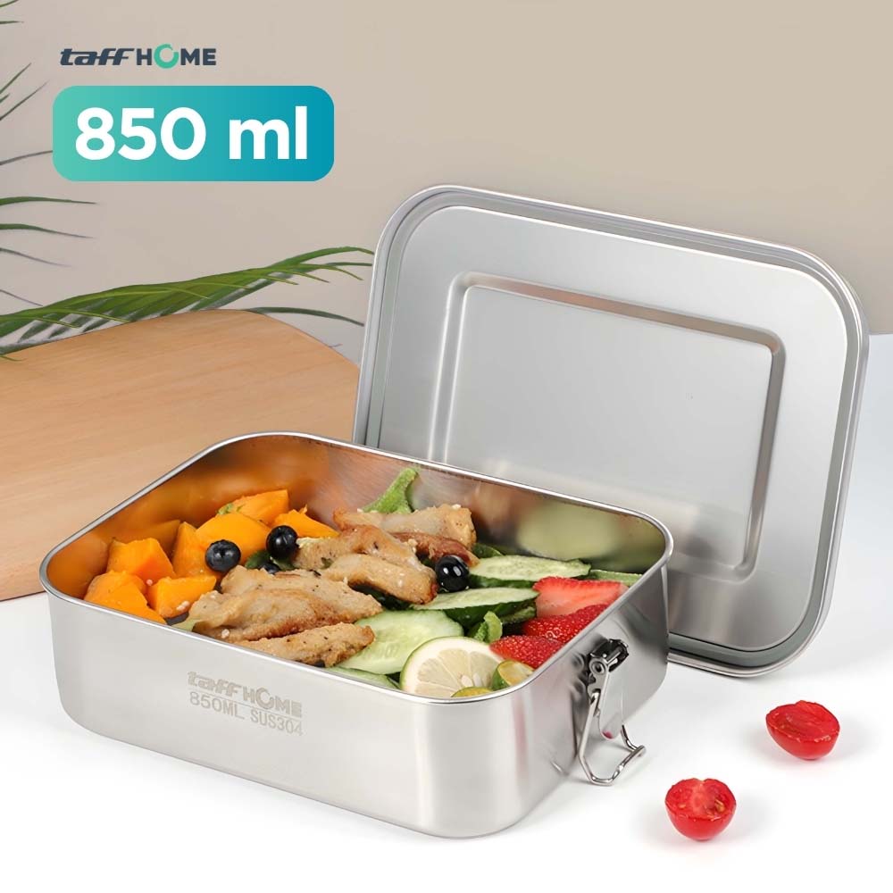Gambar produk TaffHOME Kotak Makan Lunch Box Stainless Steel Single Layer 850ml - U-30