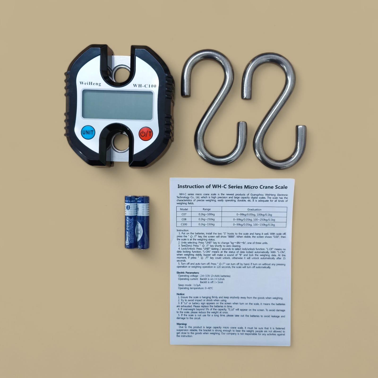 Gambar produk WeiHeng Timbangan Koper Tas Gantung Digital Scale 150kg 0.05-0.1kg - WH-C100