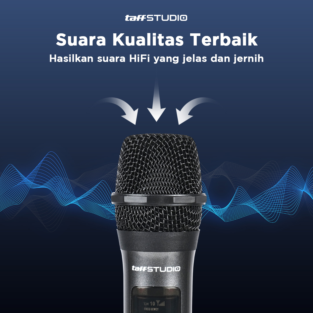 Gambar produk TaffSTUDIO Microphone Karaoke Wireless Rechargeable 2 Ch 2.4GHz 2 PCS - SM2