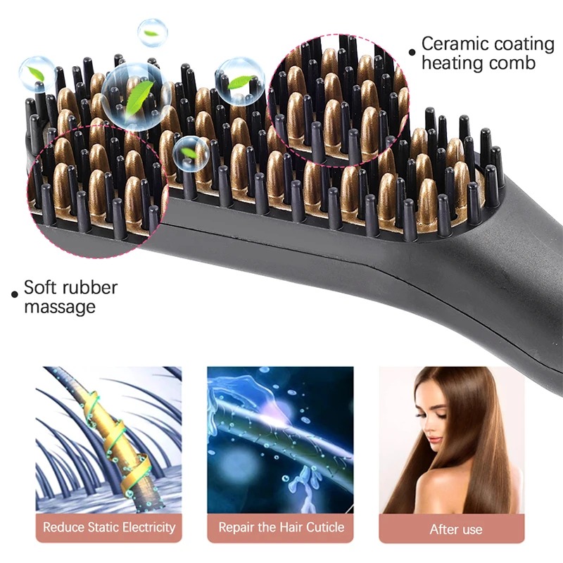 Gambar produk SHIZA Catokan Sisir Jenggot Pelurus Rambut Straightening Styling Comb - AO-030