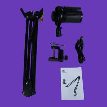 Gambar produk RERES Mikrofon Condenser USB Game Noise Reduction Live RGB Boom Stand - ME6S